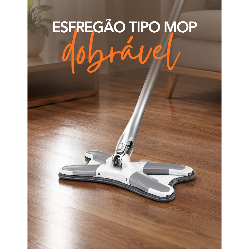 Mop Giratório Esfregão 360 Graus Limpeza Chão Banheiro Cozinha Janela Teto Vassoura Extensível Microfibra Prático
