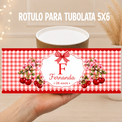 Rótulo Adesivo Personalizado Maternidade,chá de bebê, aniversário Cerejinha tubolata 5X6 Lembrancinhas de Aniversário