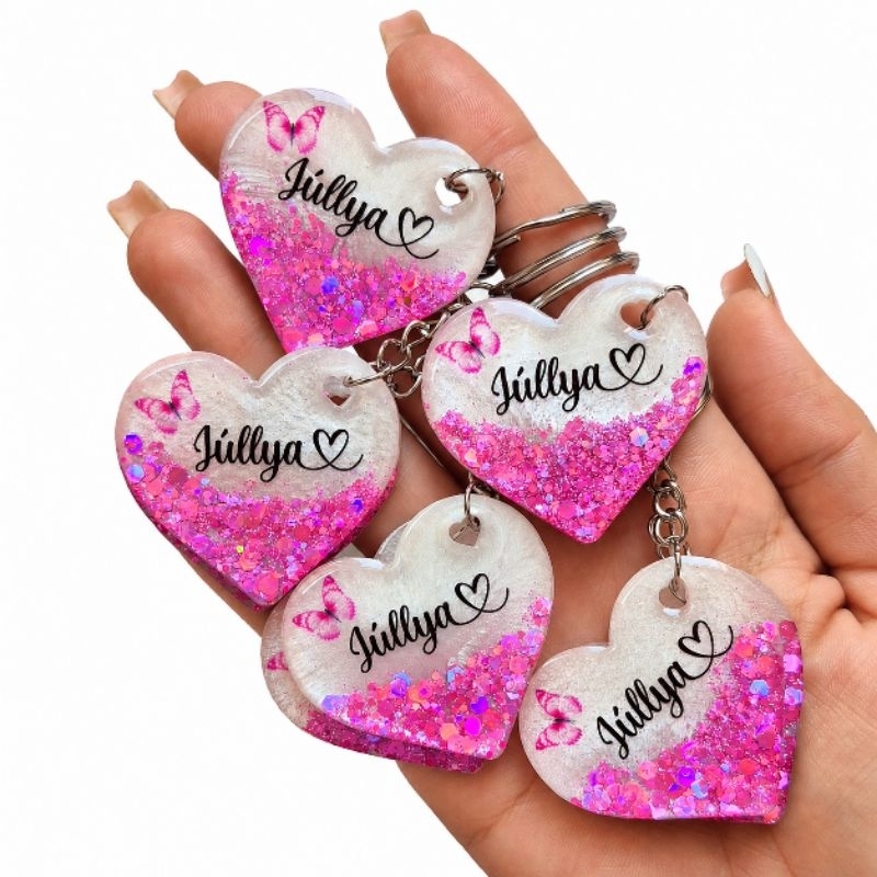 Chaveiros Coração em Resina Personalizado /Lembrancinha /Brindes /Aniversário /Lembrancinhas/ Natal