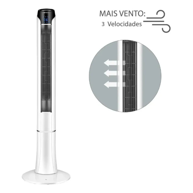 Ventilador Torre Spirit Sky 120cm Branco Prata Grande 127v