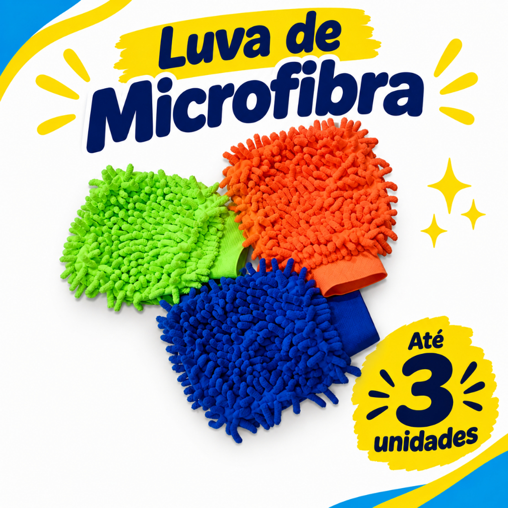 Kit Luva Microfibra Para Lavar Carro E Limpeza Doméstica Luvas Automotivas Acessórios Lavagem Limpeza