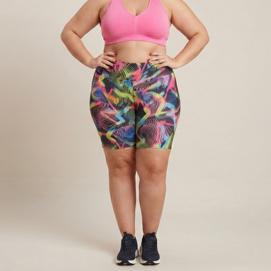 Bermuda Legging Feminina Plus Size G2 Fit Estampada Colorida Cintura Alta Treino Academia Casual Fitness
