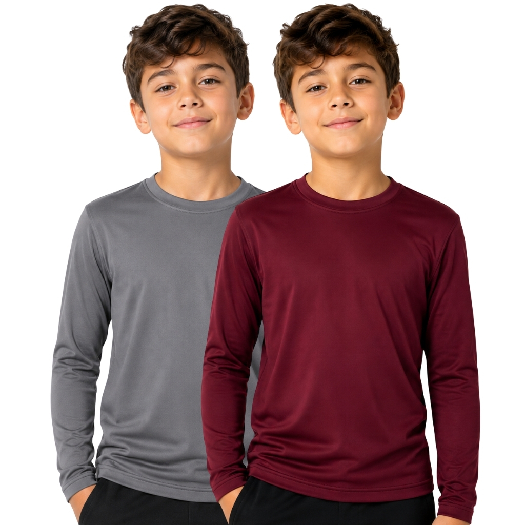 Kit 2 Blusas Infantil Segunda Pele Térmica UV50+ Manga Longa Proteção Solar