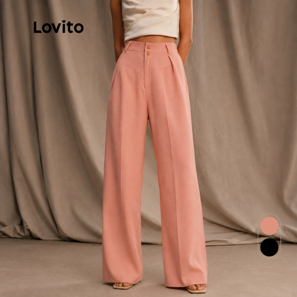 Lovito Calca de Alfaiataria com Pregas Basica Feminina BRPTB1165BRL1195