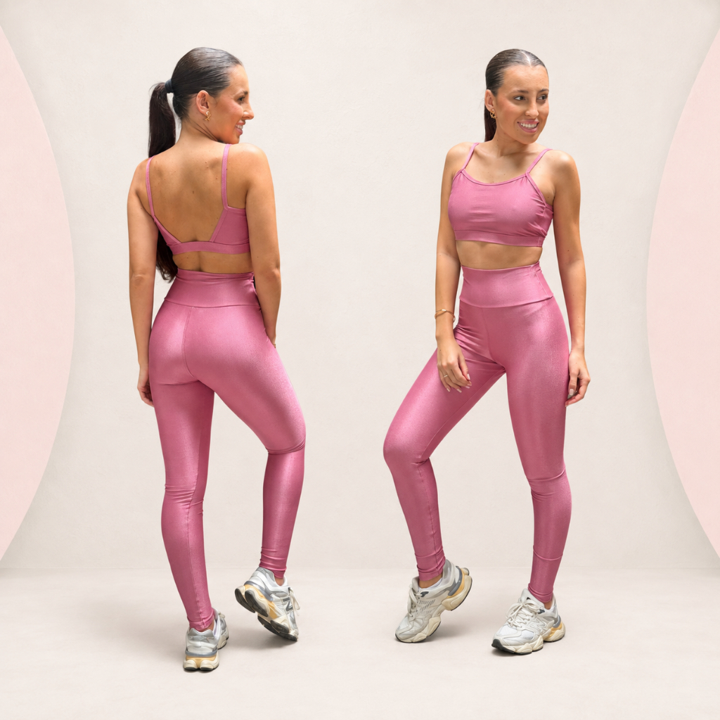 Conjunto Fitness Feminino Top Fita Costas Abertas + Legging Canelada Poliamida Premium Academia — imagem 2 de 2