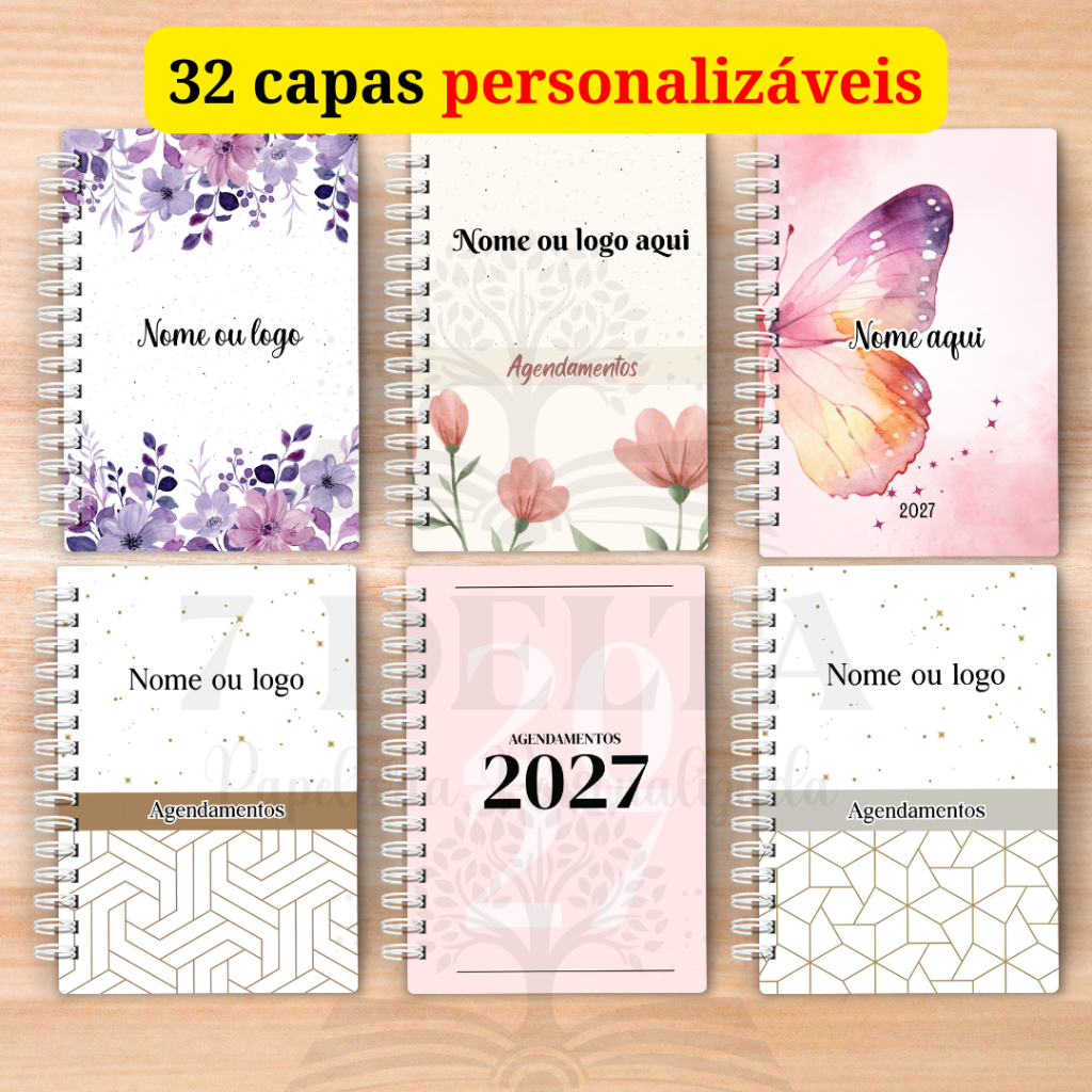 Agenda 2027 Personalizada de agendamentos para: Clientes Gerais, Consultório e Manicure