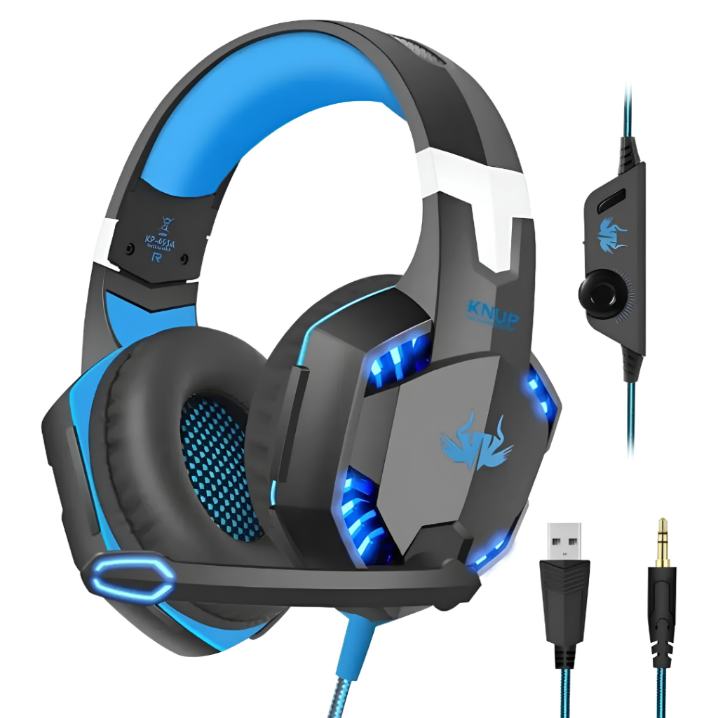 Fone De Ouvido Gamer 50mm Microfone Cancelamento Ruído LED P2 USB Para PC Notebook Switch Celular