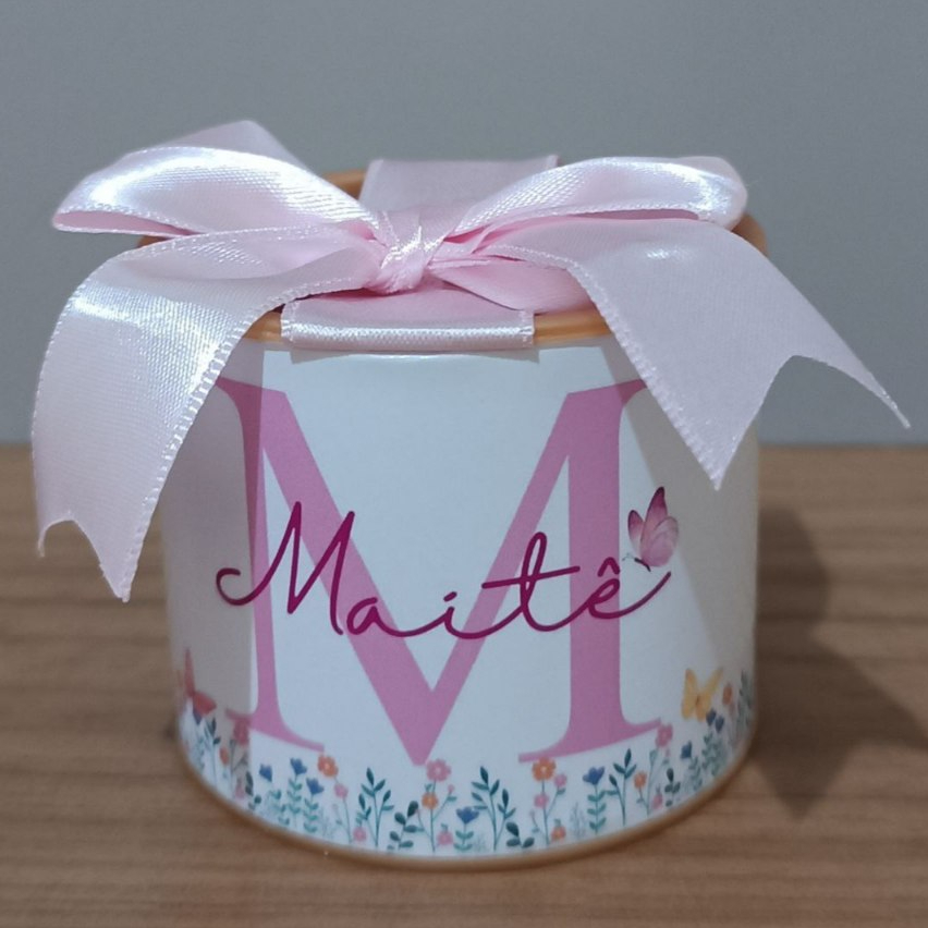 Kit Tubolata Personalizada 5x6cm Lembrancinha Jardim da borboletas Maternidade Aniversário Chá de Bebê Festas