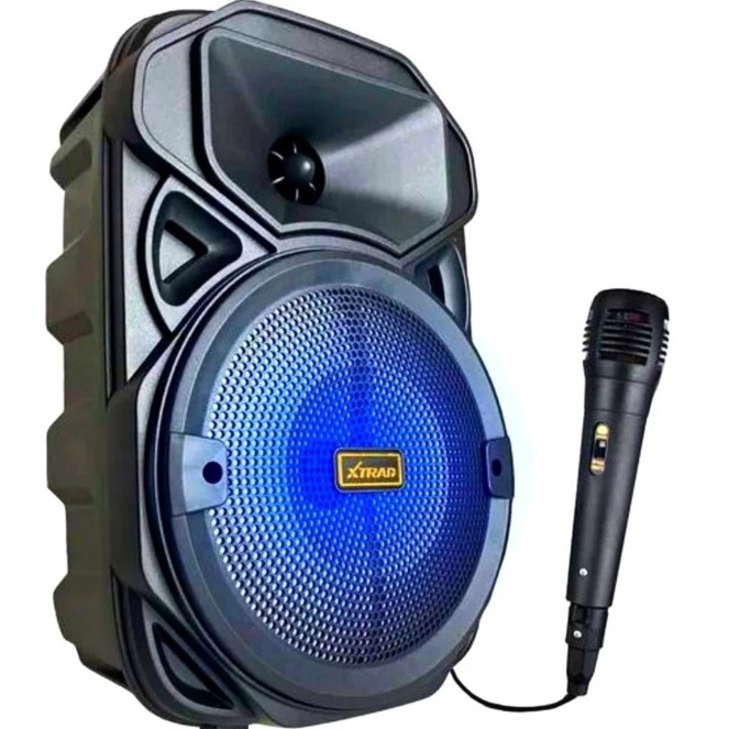 Caixa De Som Com Microfone Bluetooth Amplificada Portatil Potente Karaokê