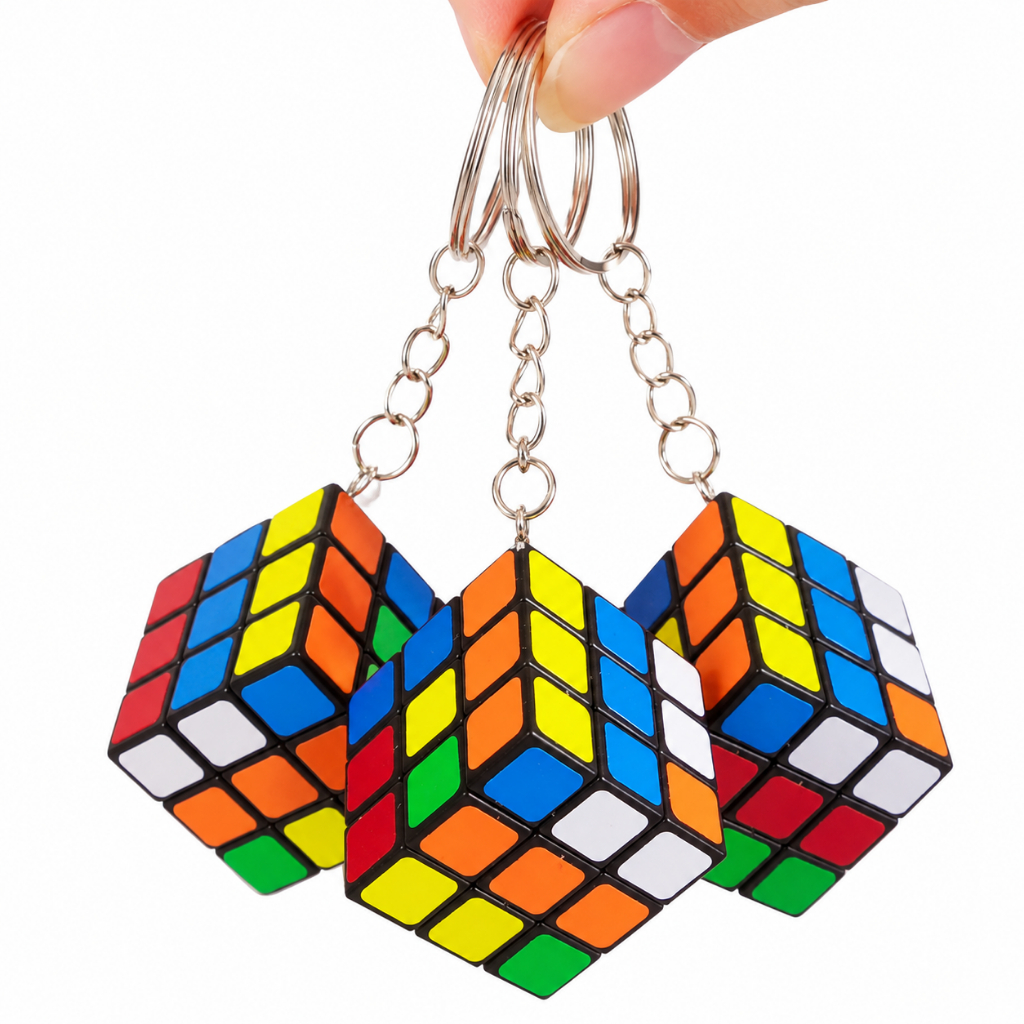 Mini Chaveiro Cubo Mágico Quebra-cabeça Funcional - 2,9x2,9x2,9cm - 1/2/4/6/8/10 Unidades | Para Lembrancinhas e Festa