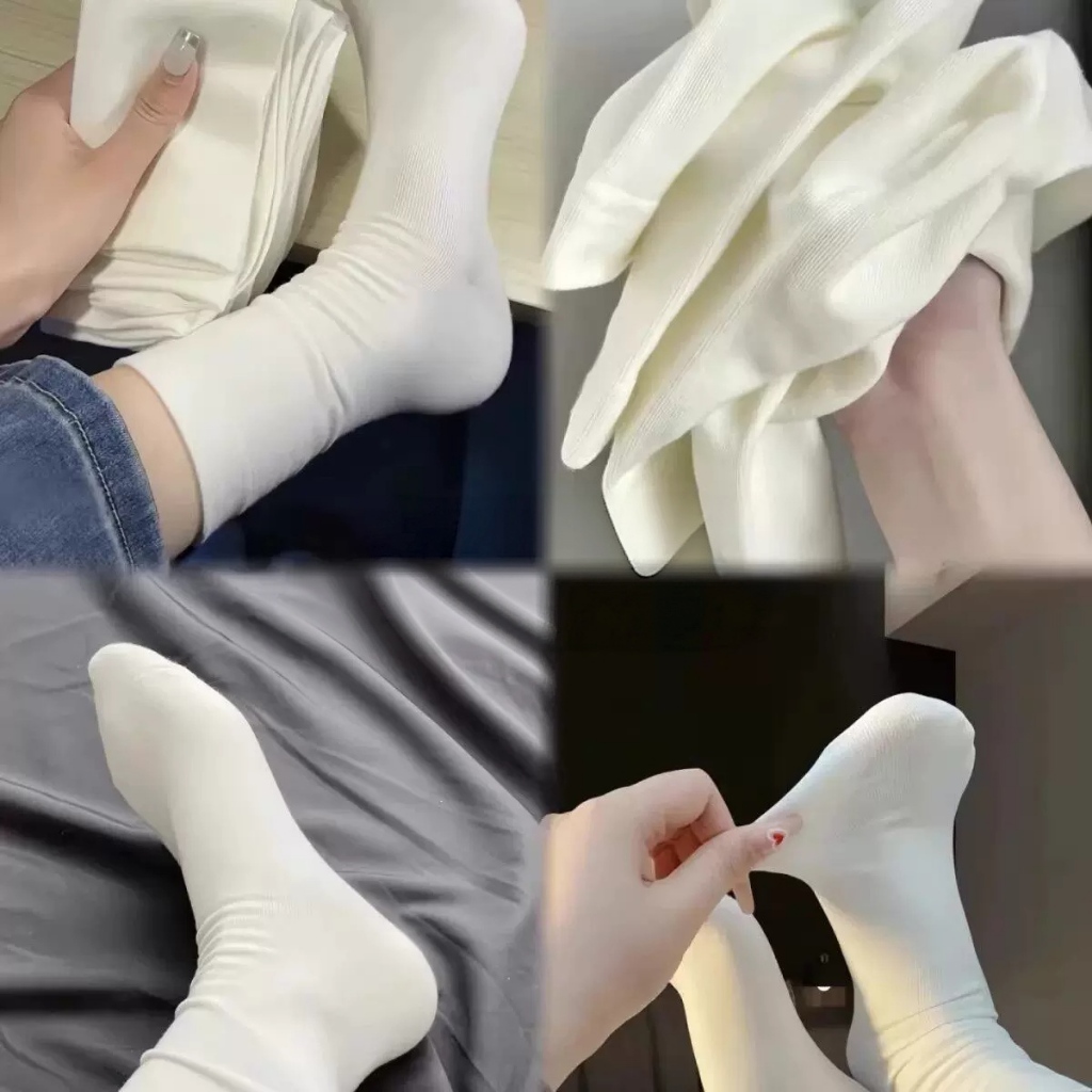 Meias Femininas Lisas Cano Alto Kit 5 10 15 Pares, Confortáveis Versáteis para Trabalho e Lazer