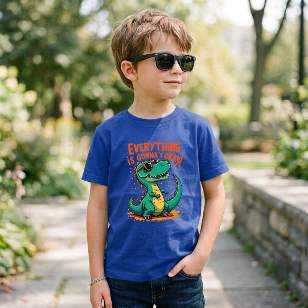 Camiseta Infantil Kids Dinossauro 100% Algodão Premium Desenho Moda Infantil Macio Confortavel