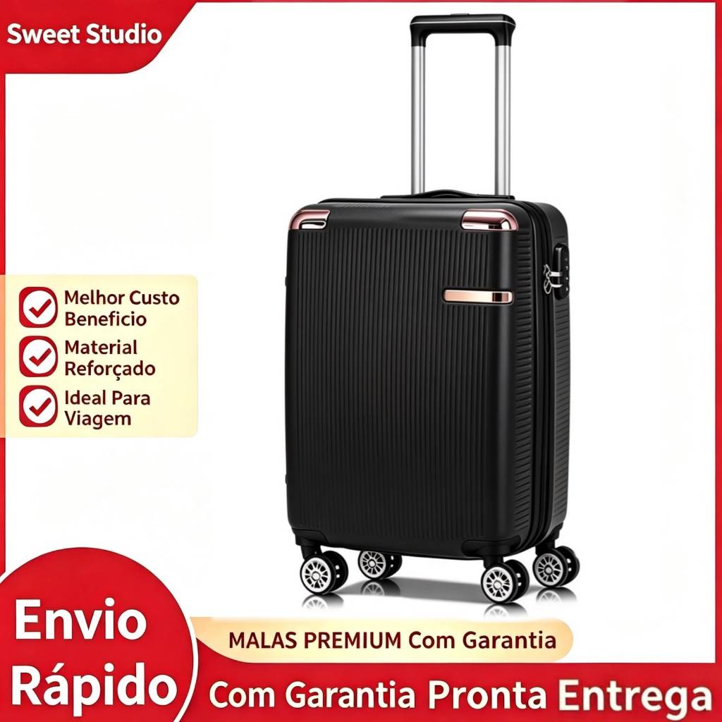 Mala Para Viagem De Bordo 10kg P Abs Com Zíper Expansível Rodinhas 360 Removíveis Bagagens de mão