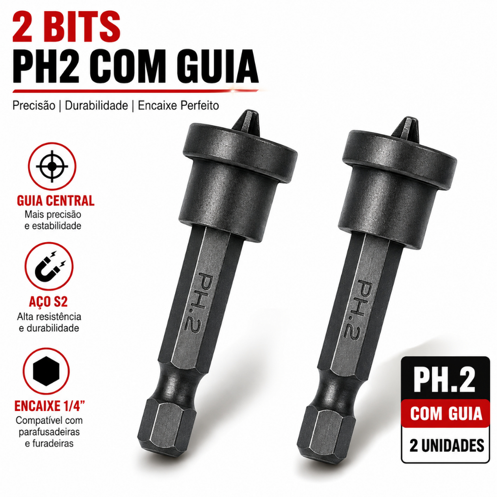 Ponta Philips com Guia Longo PH2x50mm Bits Magnético