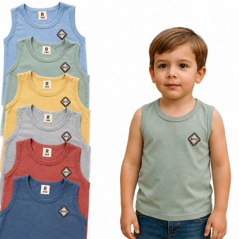 Kit Regata Infantil Masculina Básica Algodão Macio Confortável 3 Peças 100% Algodão