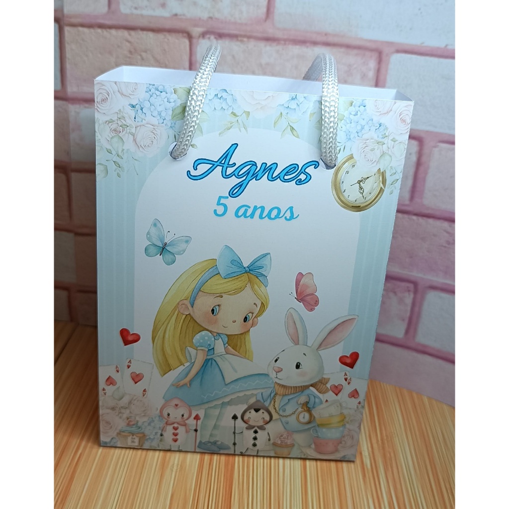 Sacola Sacolinha Personalizada lembrancinha aniversario Alice no pais das maravilhas