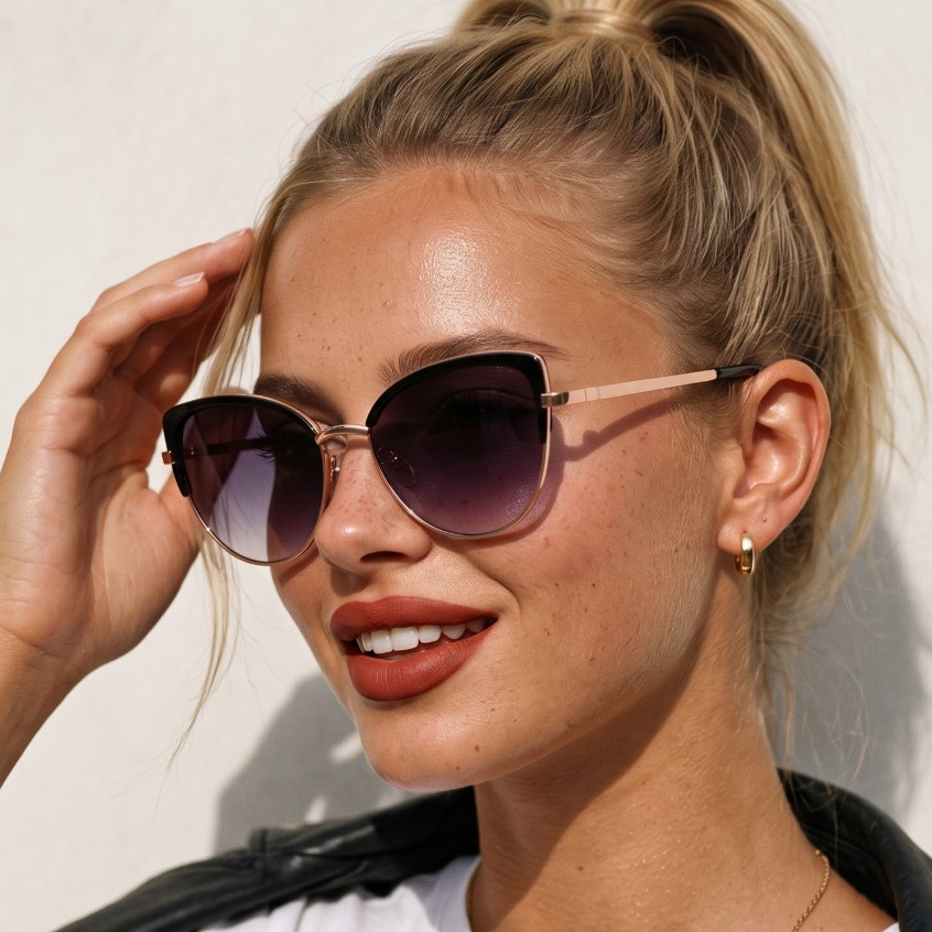 Óculos de Sol Noronha Gatinho Premium Blogueira Moda Praia Metal uv400 Feminino
