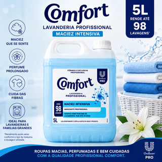 Comfort Amaciante Concentrado 5L Lavagem Profissional Tamanho Família Roupa Cheirosa e Macia