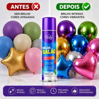 Brilha Balão Spray 300ml Prolonga o Brilho Aroma Frutas Vermelhas My Party