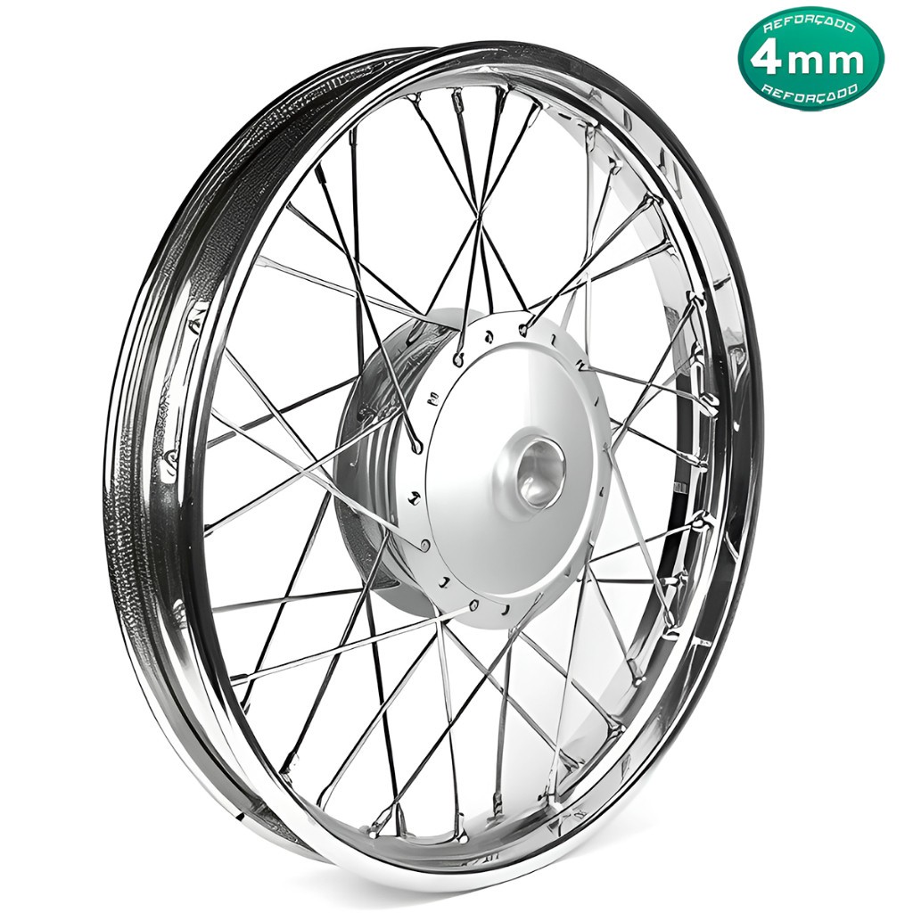 Roda Aro Calha Folha Jante Dianteira Ybr 125 2000 á 2008 Factor Raio 4mm Tambor Montada Alinhada