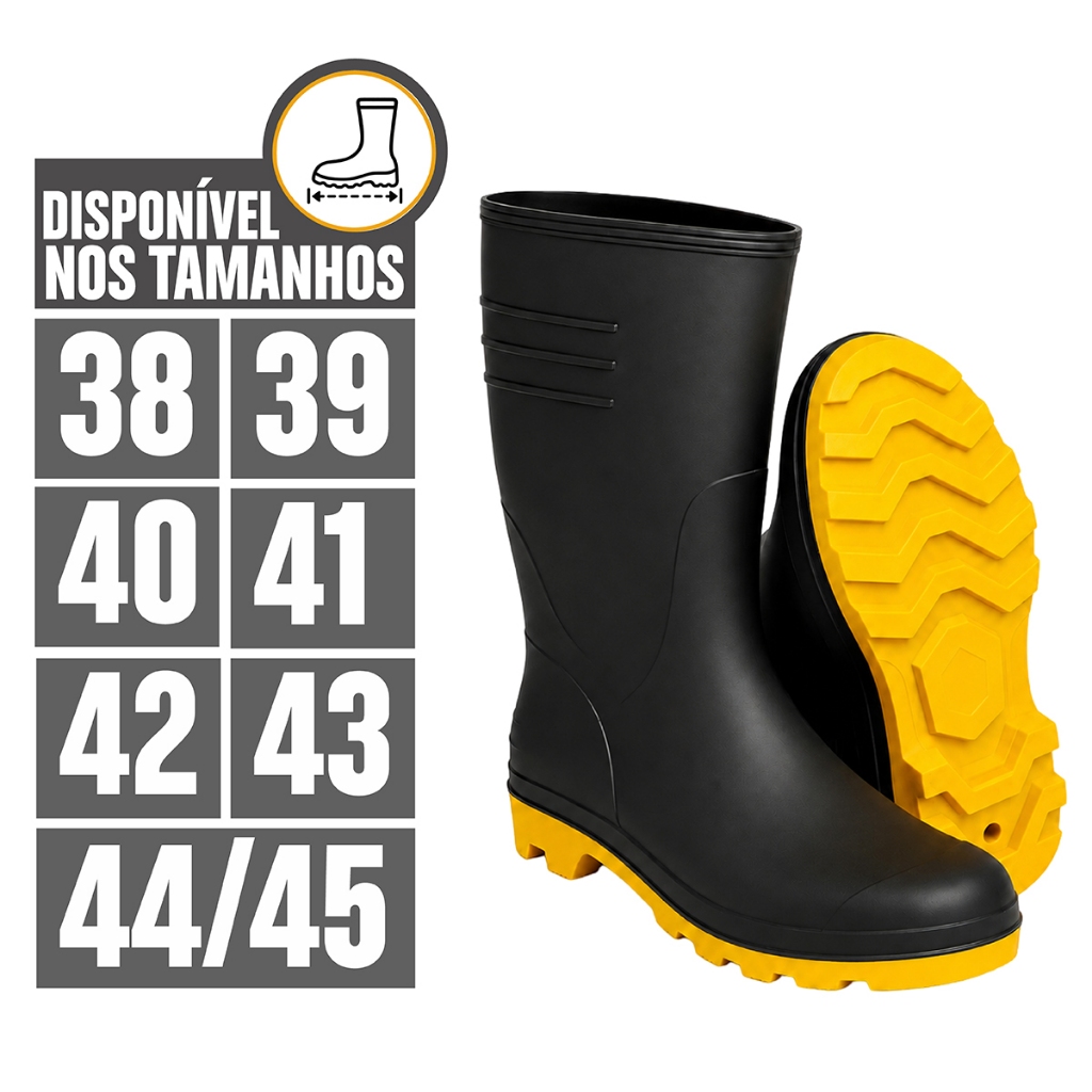 Bota PVC Vonder Cano Médio Com Forro Impermeável Antiderrapante SRC Original Tamanhos 38 ao 45