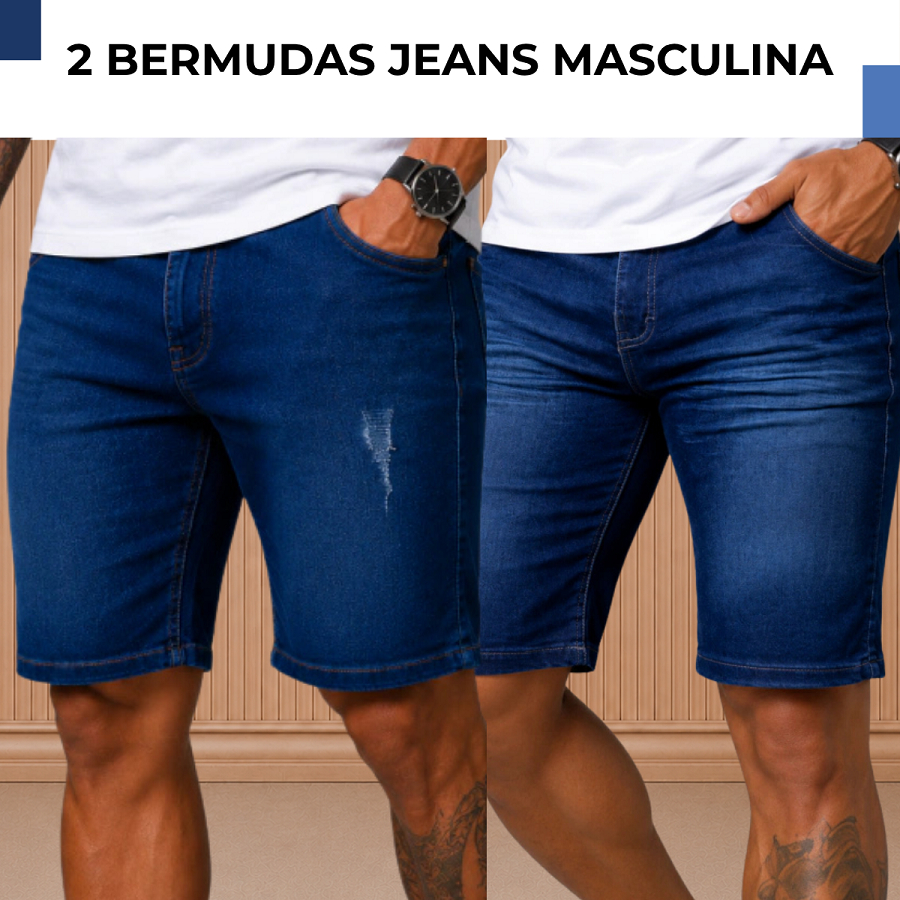 KIT 2 Shorts Bermuda Jeans Masculina Têndência Moda Masculina 2026 Frete Grátis Leve e Confortável