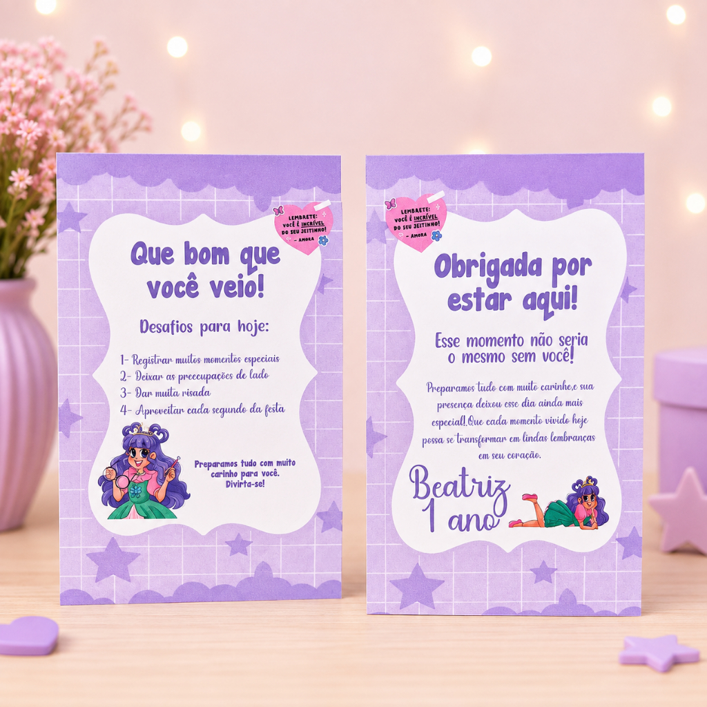 Kit 20~30 Plaquinhas de Mesa Princesa Desastrada Personalizados Festa Lembrancinha Mimo Aniversário Infantil Chá de Bêbe