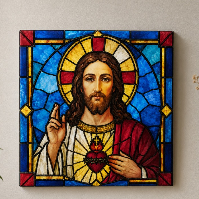 Azulejo Decorativo Sagrado Coração de Jesus 15x15 Arte Religiosa Católica Presente Fé