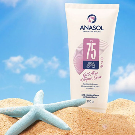Protetor Solar Corporal Anasol FPS 75 Amplo Espectro Oil Free Toque Seco 200g Proteção Infravermelho · foto 2