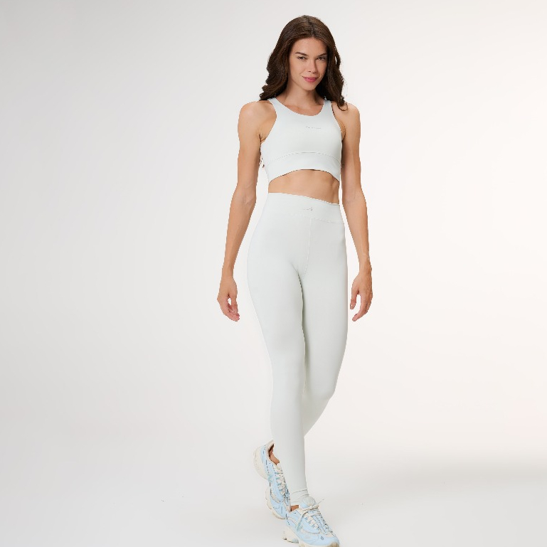 Conjunto Fitness Feminino Academia Poliamida Alta Compressão Legging Cintura Alta Top Modelador Zero Transparência