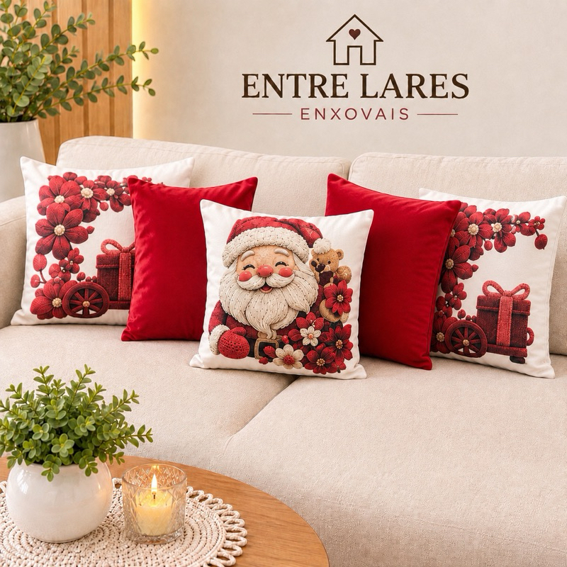 Kit 5 Capas de Almofadas de Natal Natalinas Suede Sublimadas Para o Natal Alta Qualidade