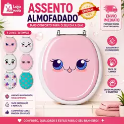 Assento De Vaso Sanitário Almofadado Com Tampa Com Estampas Diversas Macias Confortáveis Original