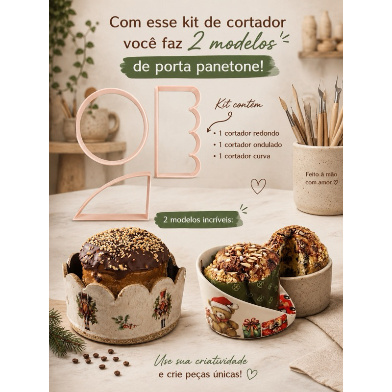 Cortador Porta Panetone molde cerâmica argila cerâmica fria Natal