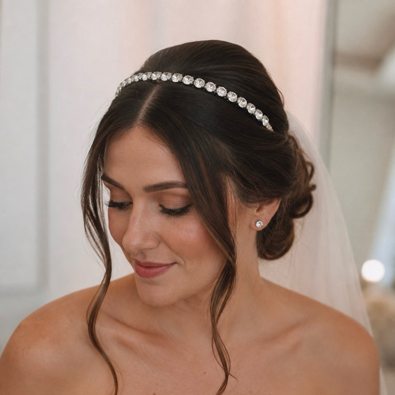 Tiara de Noiva Diana com Cristais | Tiara para Noiva Delicada e Minimalista