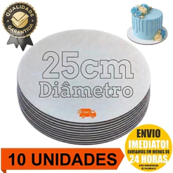 Cake Board 25cm Tabuleiro Prato De Bolo Mdf Kit Com 10 Bases Para Confeitaria Frios Doces Tortas e Sobremesas Resistente