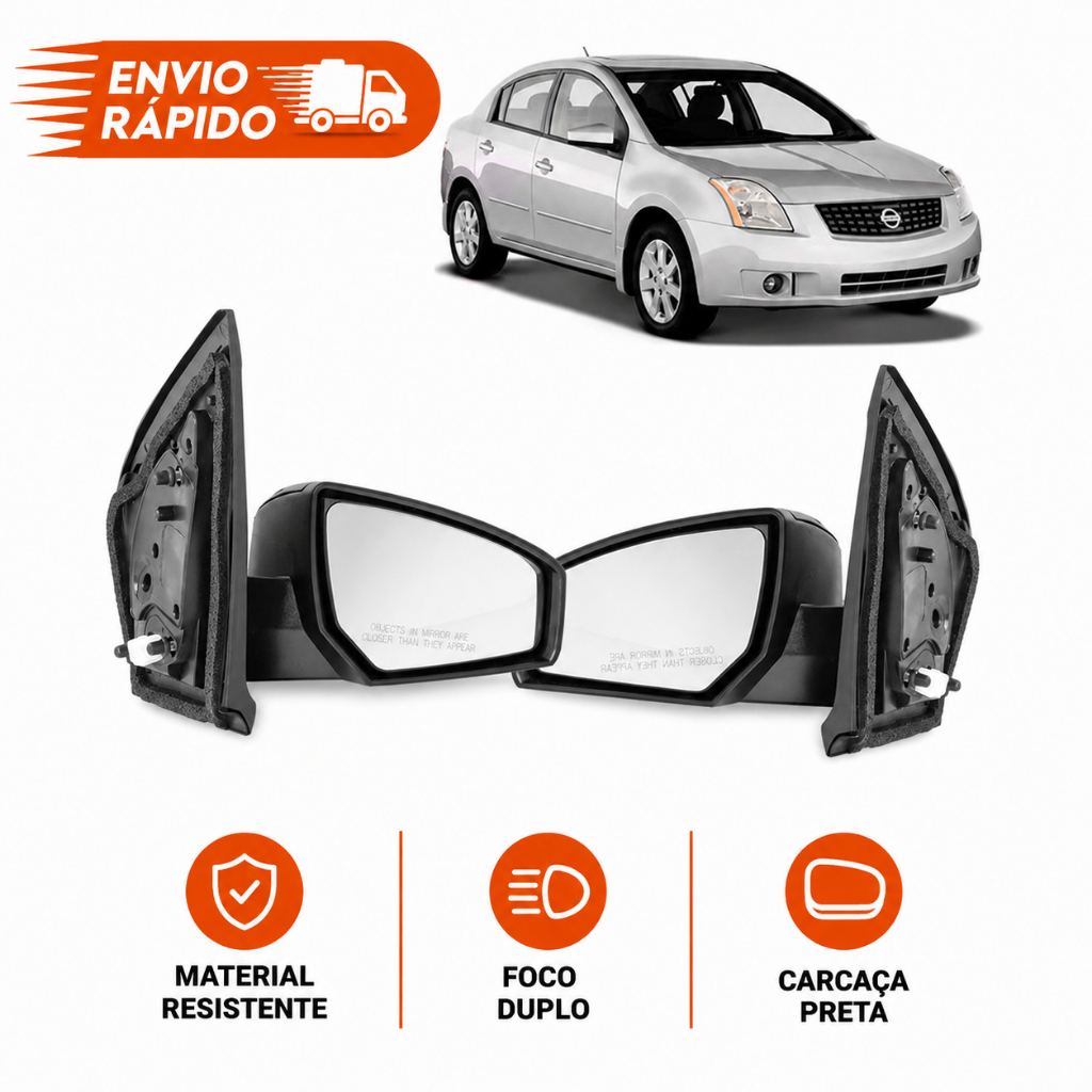 Retrovisor Nissan Sentra 2007 2008 2009 Eletrico Capa Preto