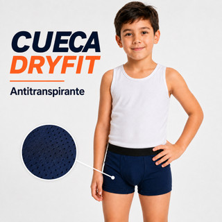 Kit 2/5/10 Boxer Infantil Masculina Microperfurada DryFit Antitranspirante Antialérgica Antiodor Com Forro Em Algodão