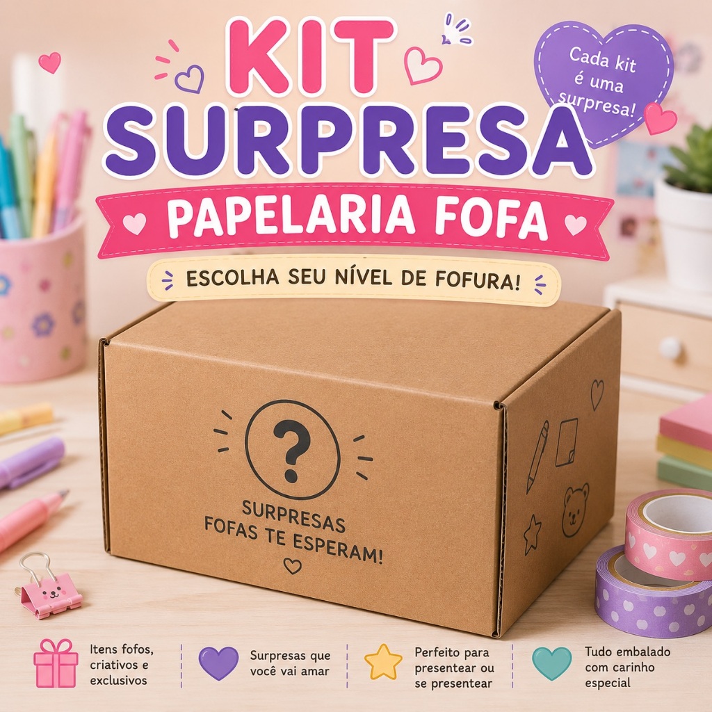 KIT PAPELARIA FOFA SURPRESA LINDO PRESENTE PARA QUEM AMA PAPELARIA FOFA JOURNAL