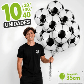 Kit Balão Metalizado Bola de Futebol 35cm 10/20/30/40 Peças Festa Aniversário Menino Deco…