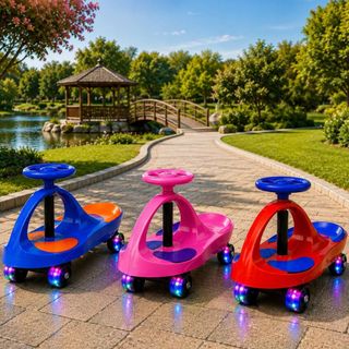 Carrinho Infantil Rolimã Gira 360° Luz LED Sem Pedal Resistente Suporta 100kg