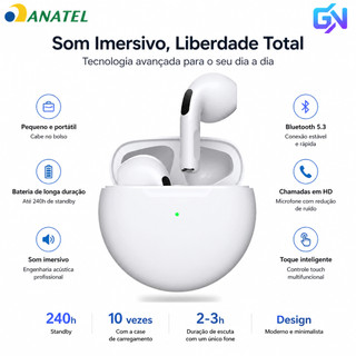 Fone De Ouvido Bluetooth Airs Pro Cancelamento Ruído Conexão Estável Estéreo Sem Fio TWS D23