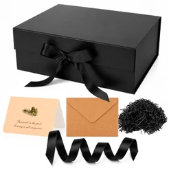 Caixa Presente Rígida Magnética Dobrável 22*18*9cm, Laço de Fita Cetim, para joias, doces e decoração de presentes