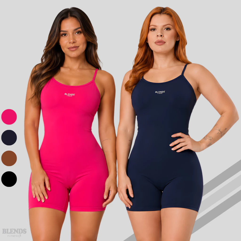 MACAQUINHO FEMININO FITNESS ALCINHA TREINO SLIM POLIAMIDA ACADEMIA BLOGUEIRA ZERO TRANSPARENCIA MACACÃO CURTO FIT — imagem 1