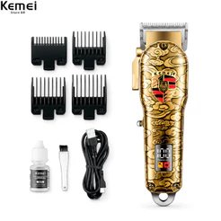 Aparador de corte sem fio para homens, profissional Hair Clipper, display LCD, Km-2130
