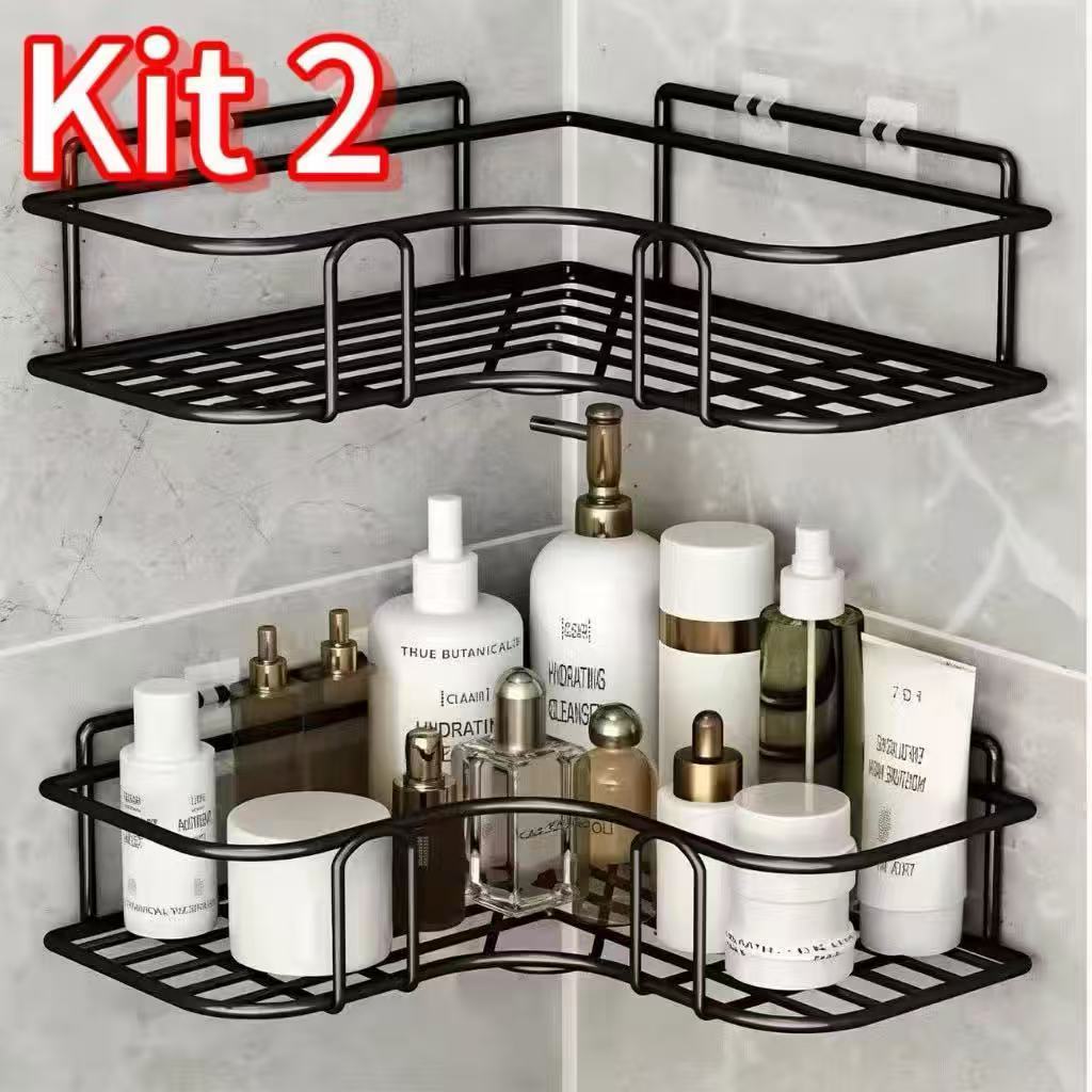 Prateleiras para Banheiro com Suporte e Alto Adesivos – Organizador de Shampoo, Sabonete, Cozinha e Lavanderia