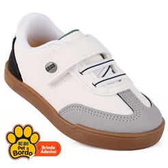 Tênis Infantil Meninos Klin Original Flyer Branco e Cinza Baby - Estilo Samba Confortável