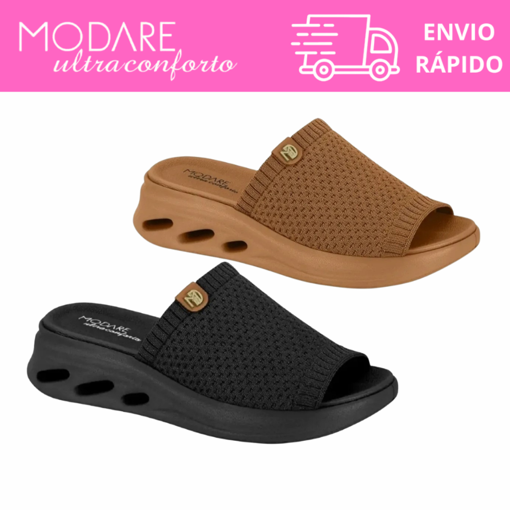 Chinelo Tamanco Modare Feminino Plataforma Ortopédico  Elástica Ultraconforto Confortável Dia a Dia Original 7215.105