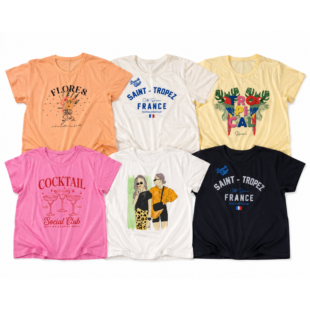 kit 3 blusas feminina algodão com estampas lindas plus size
