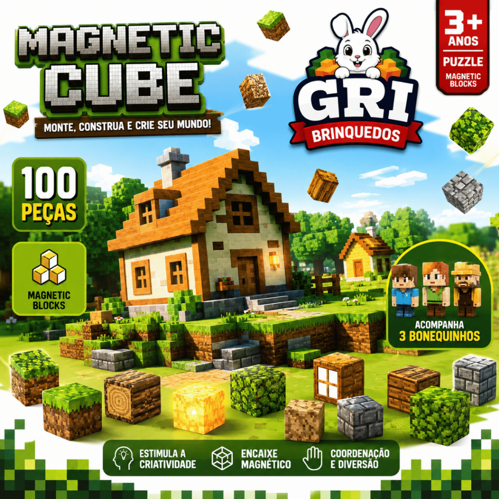 Kit 80 100 Cubos Magnéticos Blocos de Montar Brinquedo Infantil Menino Menina Presente Bonecos