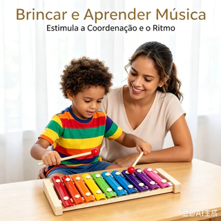 Piano de madeira de 8 tons para 1 a 3 anos